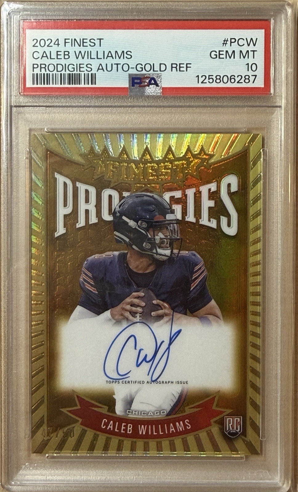 Caleb Williams Topps Finest Prodigies Autographs #PCW Gold Refractor