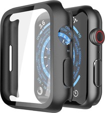 2 Pack Hard PC Case with Tempered Glass Screen Protector for Apple Watch 45mm