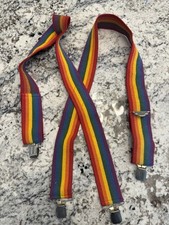 Vintage Honcho 2" Wide Suspenders Wide Rainbow Mork Mindy 70s 80s