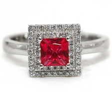 1CT Treated Ruby  White Topaz 925 Sterling Silver Ring Sz 6,7,8,9 MB2