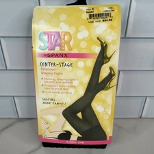 Spanx Star Power Center Stage Shaping Leggings Womens Size E Black Ribbed Row