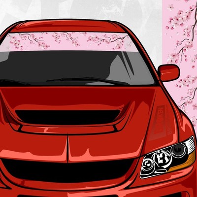 Sakura Windshield Banner   Cherry Blossom Sun Strip JDM Pink Visor Decal