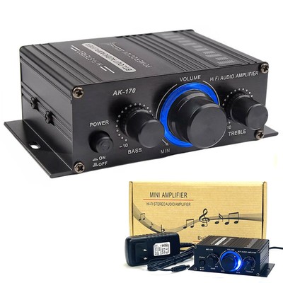 400W 2 Channel Mini HIFI Power Amplifier+Adapter Audio Stereo Amp Home Car FM