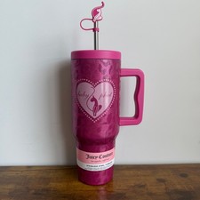 New Baby Phat x Juicy Couture 40 oz Pink Tumbler Cup Leopard Shimmer Heart