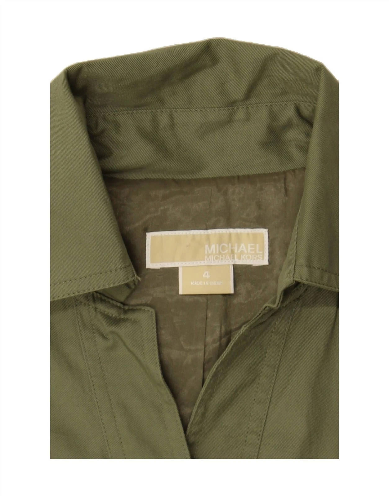 Abito camicia MICHAEL KORS donna militare maniche corte US 4 piccolo verde BH03