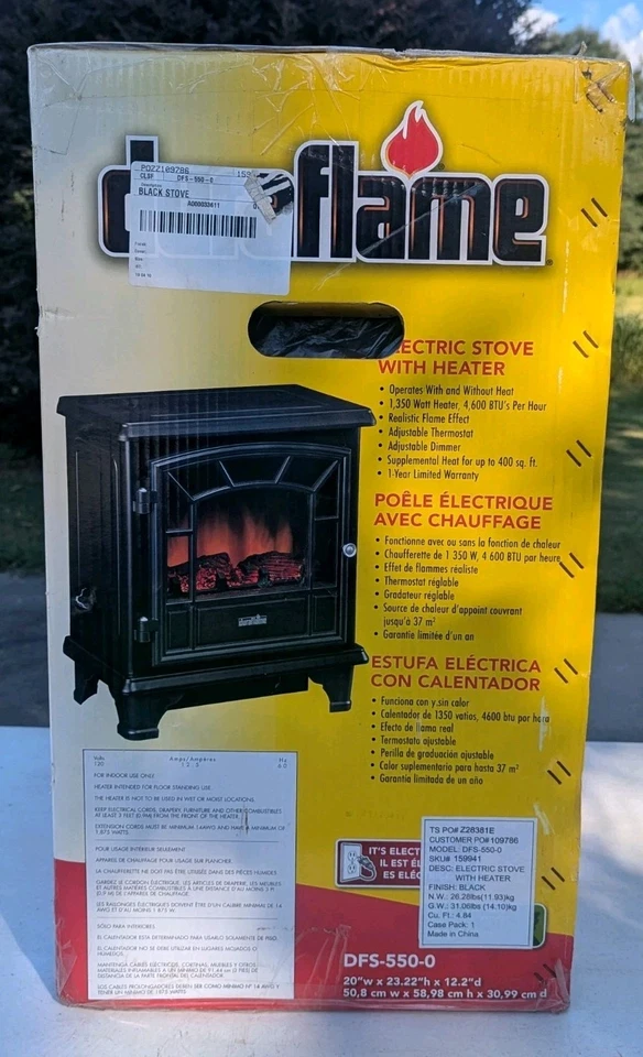 Estufa Eléctrica Duraflame Con Calentador DFS-550-0 Negra 4600 BTU Temperatura Ajustable Foto 4 de 4