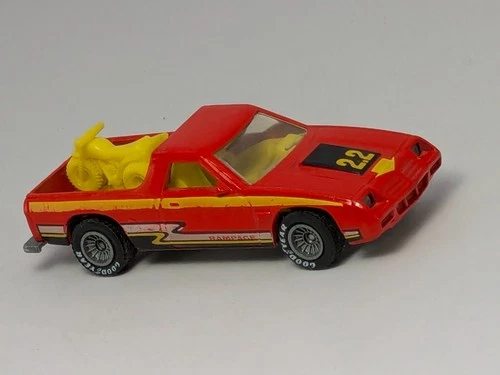 Vintage Hot Wheels Red Dodge Rampage PICKUP w/Bikes Real Riders 5903 Hong Kong
