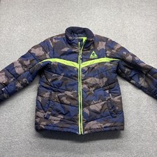 Gerry Winter Coat Youth XS 5/6 Quilted Black Blue Camo Full Zip Insulated Logo