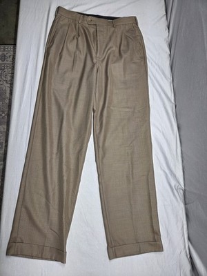Perry Ellis America Pleated Brown Men's Size 32x32 Premium Quality Dress Trouser