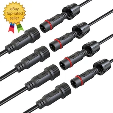 Waterproof Connectors 2 Wire,18Awg Male Female Plug LED Connector with 2Pin Wate