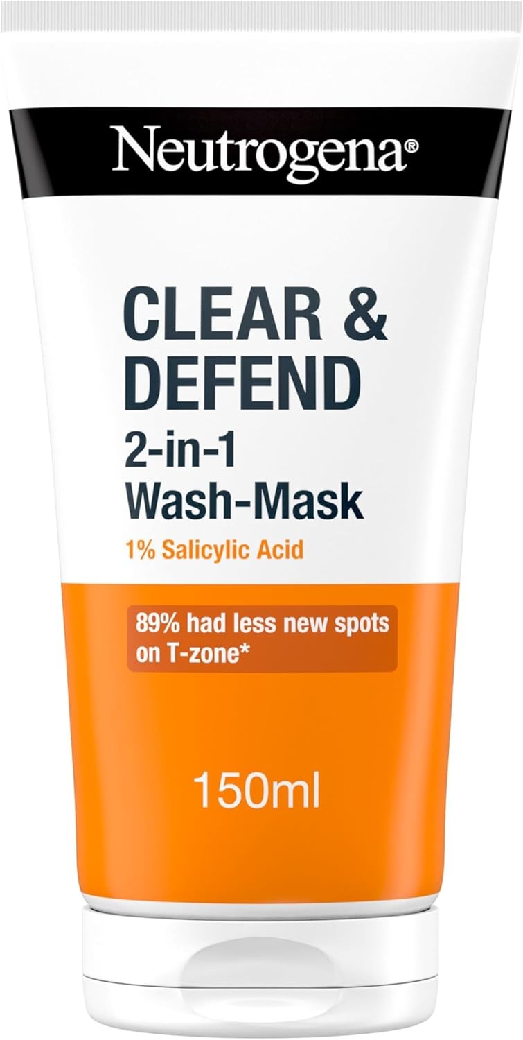Neutrogena Clear & Defend 2 in 1 Wash-Mask (1x 150ml), Purifying Face Wash and