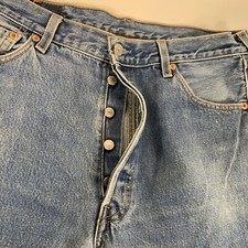 Vintage 90 s Made USA Classic Levis 501 Button Fly Blue Jeans 36x30 Fits 34x29