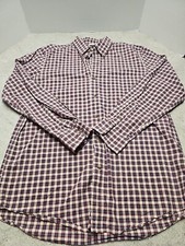 Chaps Men's Red Checkered Long Sleeve Dress Shirt Size M
