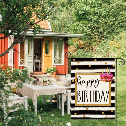 AVOIN colorlife Happy Birthday Garden Flag 12x18 Inch Double Sided Outside, P... - Picture 3 of 7