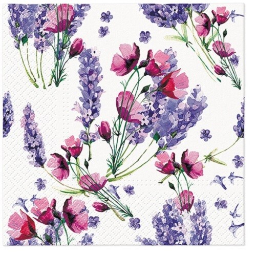 4 x Paper Napkins/3Ply/33cm/Decoupage/Flowers/Lavender/Mauves