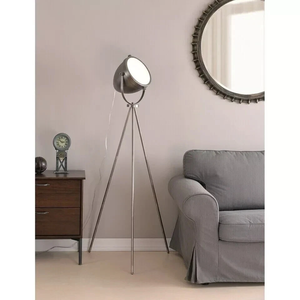 Lámpara de pie portátil Kenroy Lighting 33100AM Oculus 61 pulgadas antigua de metal Foto 3 de 4