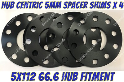 5mm Alufelgenabstandhalter schwarz 66,6x4 für Mercedes CLK SLK CLS C E-Klasse 5x112