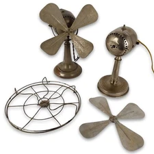 Early Antique Vintage Pair of European Desk Fans Unknown Manufacture 1920s