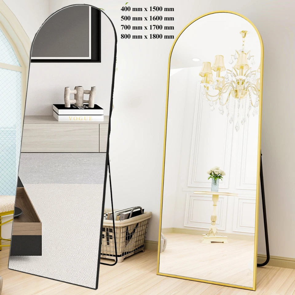 Large Full Size80x180cm Arched Black Mirror Aluminium Wall Floor Bathroom Makeup - image 2 of 4