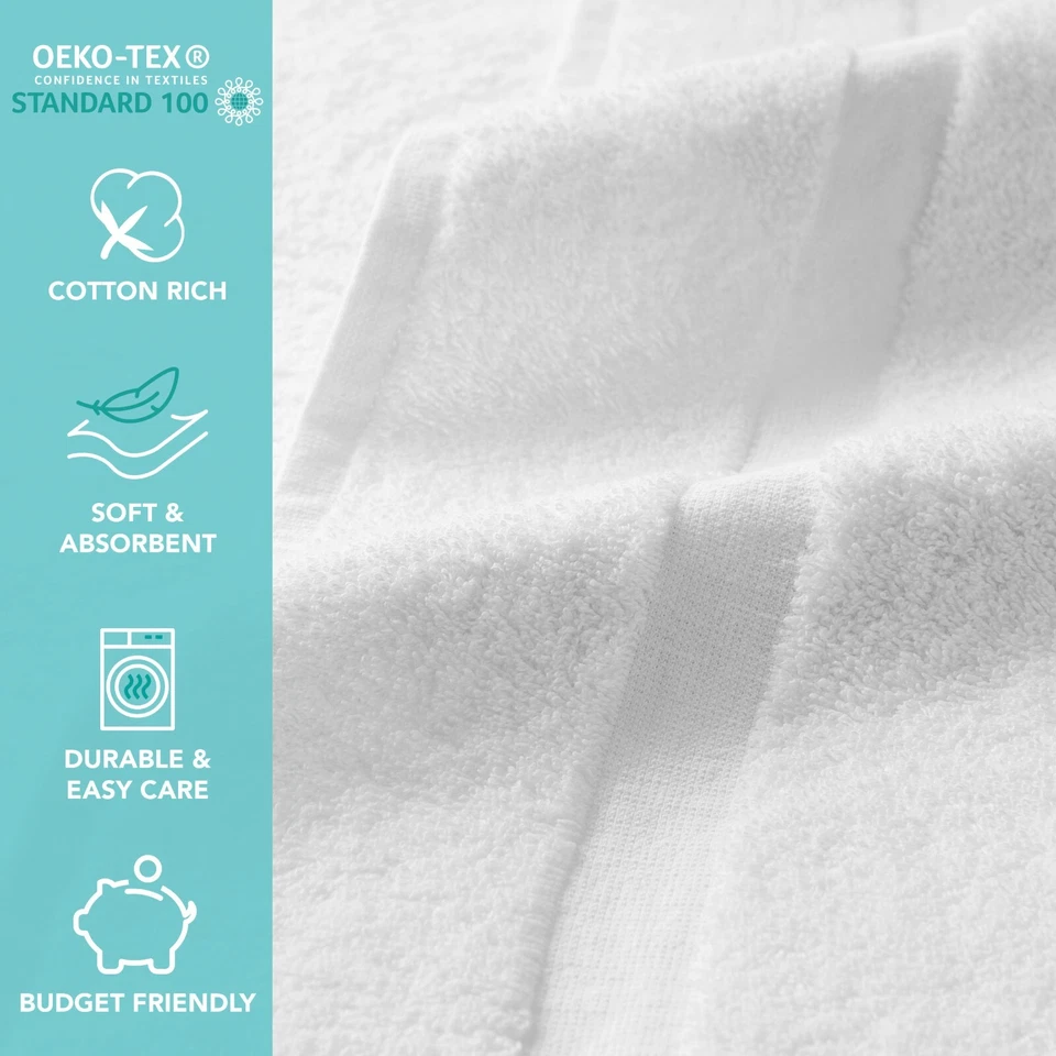 Toalhas de banho Admiral Hospitality 25x54 (caixa a granel de 24), brancas, mistura de algodão - Imagem 3 de 4