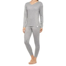 HURLEY 2 PC Gray HACCI Thermal Knit Pajama L/S TOP & PANTS SET Womens SMALL NEW