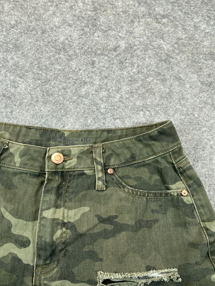 NOBO Jean Mujer 26 Verde Camuflaje Jean Pantalones Cortos Denim Corte Distress Juniors 3 Foto 4 de 4