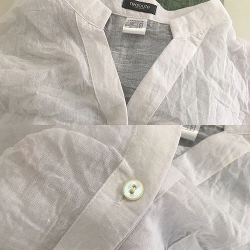 Damen Langarm Knopf Oberteile Leinen Hemd Bluse Cardigan Vintage Freizeit Dünn - Bild 14 von 29