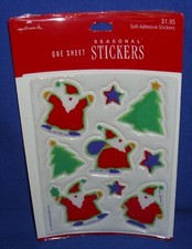 Hallmark Christmas Puffy Vinyl Stickers Santa Trees Stars 1989 Free Ship at 15