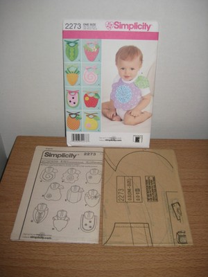 Simplicity 2468 Baby Bibs 8 Designs Ladybug Crock Crab Turtle Beetle Bear Bug Be