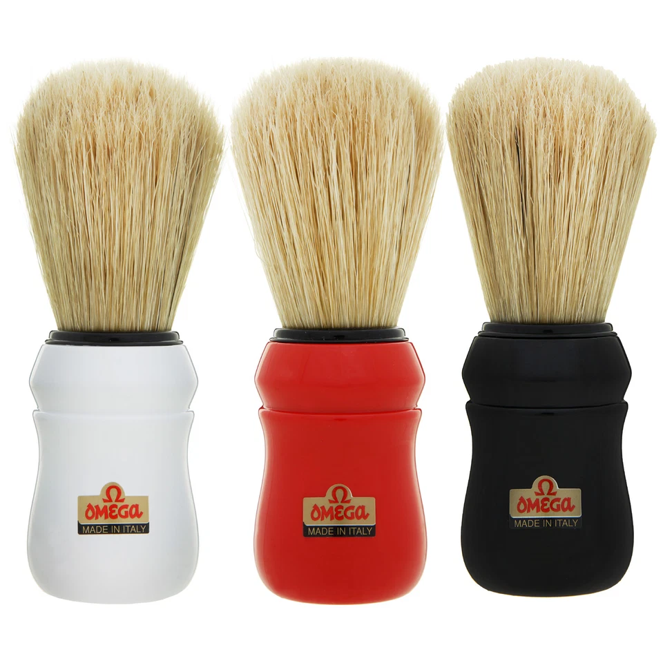 Omega 49 Pure Bristle Shaving Brush Red/White/Black - Great Value Brush
