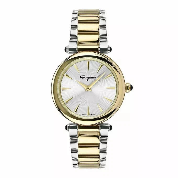 美品 FAT フェラガモ 時計 ラウンド ゴールドカラー シルバー レディース Salvatore Ferragamo Women Wristwatches for sale - eBay