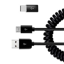 For Samsung Galaxy Z Flip6 - Charger Cord Coiled USB Cable Micro-USB to USB-C