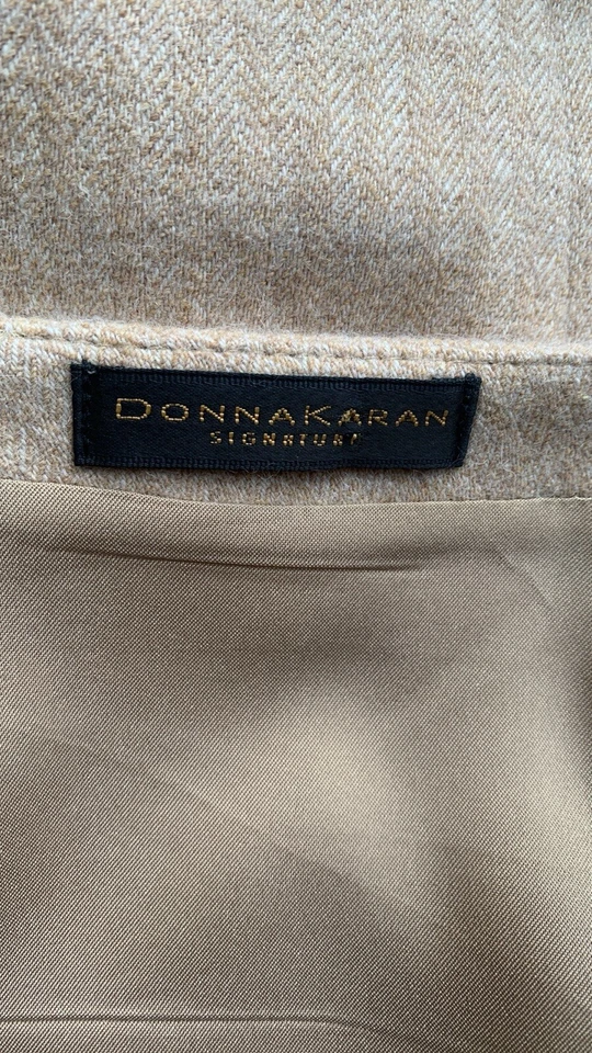 Vintage DONNA KARaN black label Cashmere Wool Angora Herringbone skirt 8 - Image 4 of 4