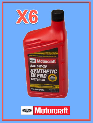 6 Quarts OEM FORD Premium Synthetic Blend Motor Oil Motorcraft SAE 5W20