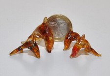 Piccolo delfino in vetro colore marrone ambra 4 pezzi anni 70/80