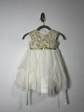 Girls 4T Cream And Gold Child  s Fancy Dress. Super Cute For Any Occasion.