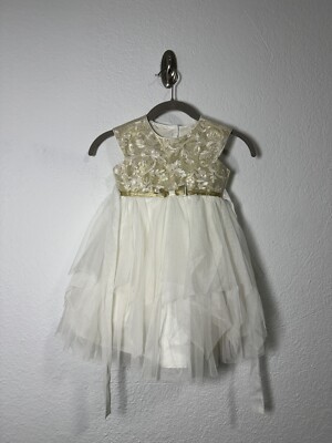 cream fancy dress Girls 4T Cream And Gold Child's Fancy Dress. Super Cute For Any Occasion