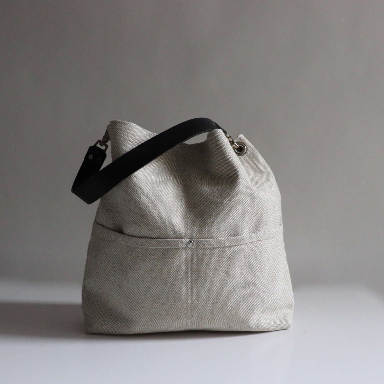 Bucket Bag in Woven Flax by Independent Reign