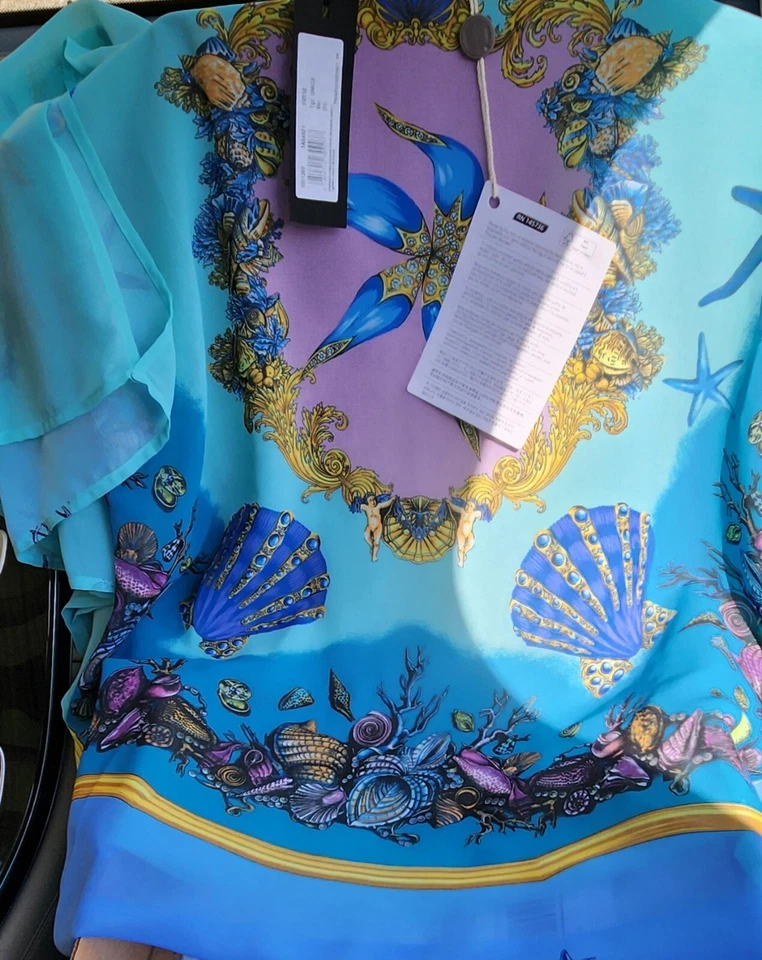 Túnica feminina Versace Trésor de la Mer natação cover-up tamanho único - Imagem 4 de 4