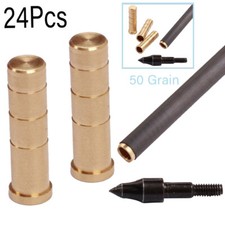 24PCS 50grain Heavy Weight Arrow Brass Inserts Archery ID6.2mm Arrow DIY Base