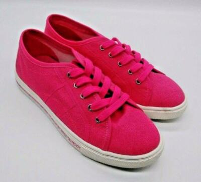 Steven Madden Girls Hot Pink Canvas Round Toe Lace Up Low Fashion Sneakers  Sz