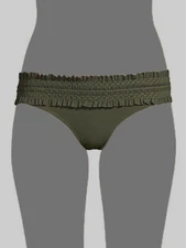 $138 Tory Burch Women Green Costa Smocked Hipster Bikini Bottom Swimwear Size XS