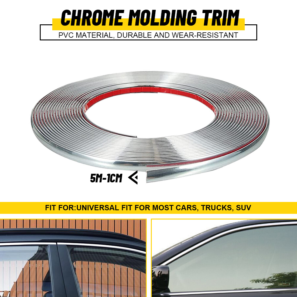 10MM x 5M Chrome Trim Molding Strip Car Door Window Bumper Side Trime Protector