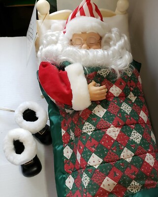 Vintage 90s Telco Animated Motionette Christmas Sleeping Santa with original box