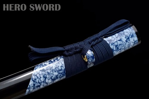 Handmade Blue 9260 Spring Steel Blade Samurai Sword Real Sharp Lotus Katana - Picture 10 of 10