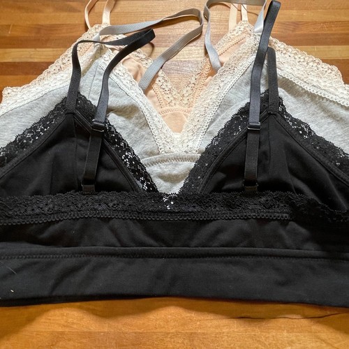 Jenni on Repeat Wide Lace Bralette, set of 3 black/tan/grey medium - Picture 6 of 10