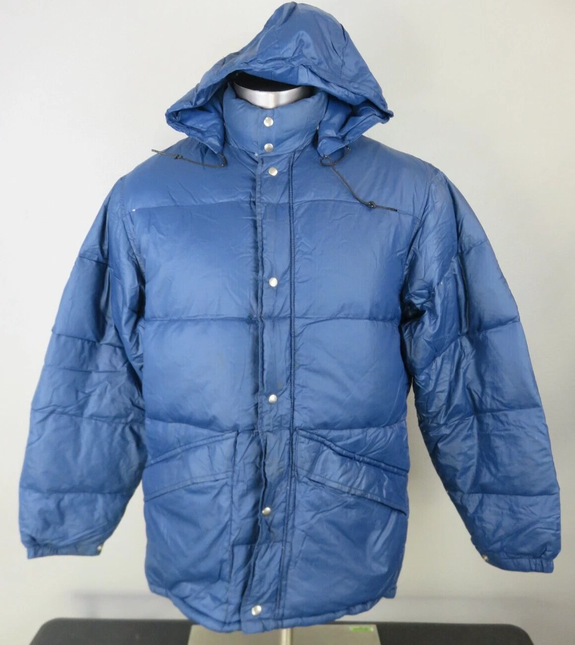 Mens Jones Down Filled Blue Puffer Jacket Full Zip Size M Style 2020 Made In USA
