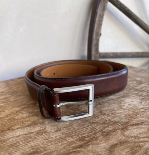 NEUF ceinture en cuir à boucle argentée carrée Magnanni - 1078 marron - taille 42 - Photo 1/8