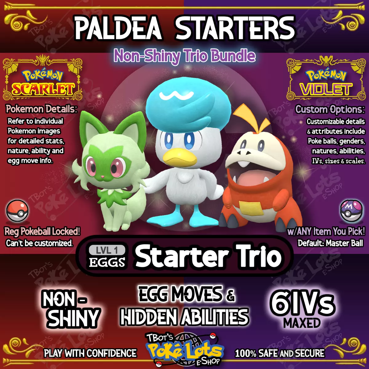 Iniciais de Paldea: Sprigatito, Fuecoco, Quaxly Shiny 6IVs - Pokémon  Scarlet Violet - Videogames - Bela Vista, São Paulo 1254579201