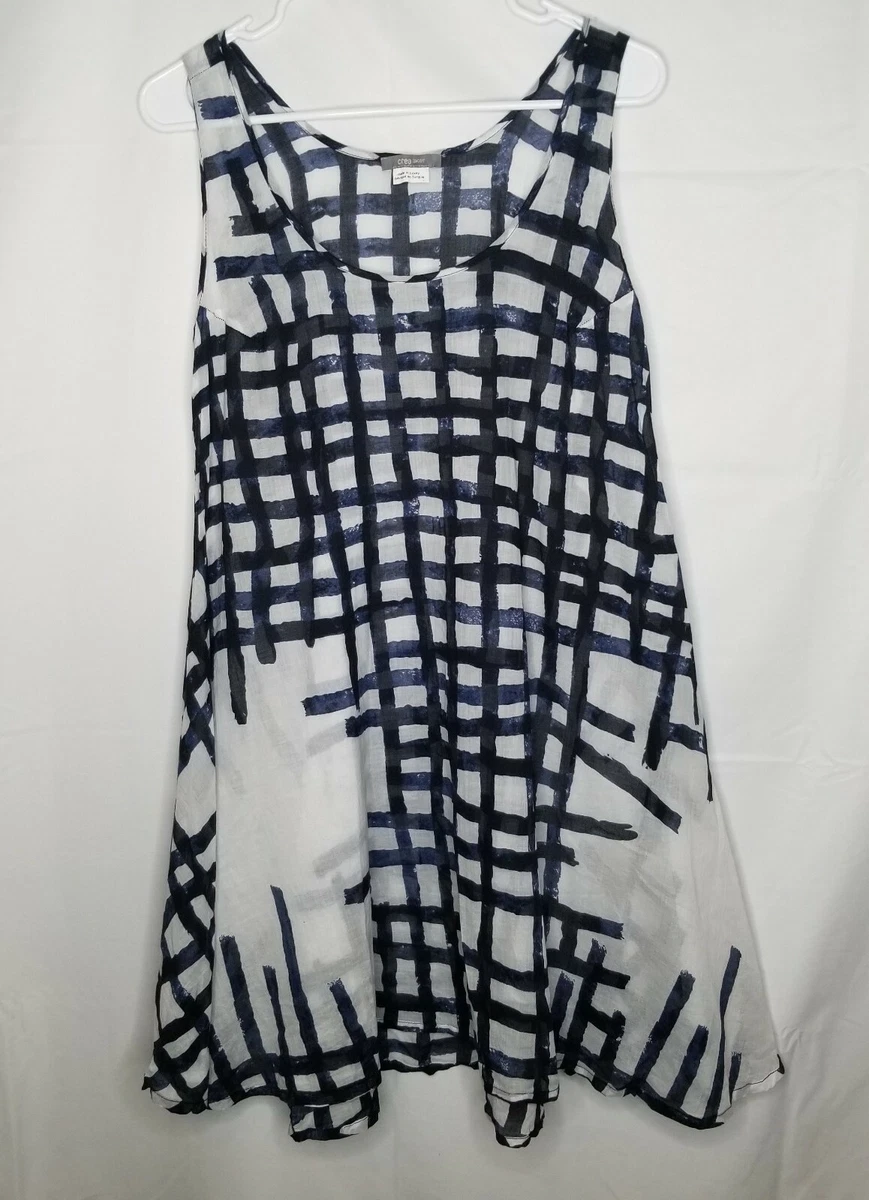 Crea Concept Dress Women 38 M Sleeveless A-Line Blue White 